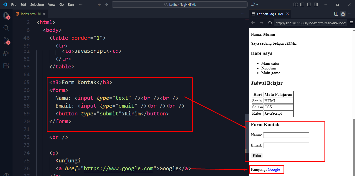 Gambar Latihan TagHTML