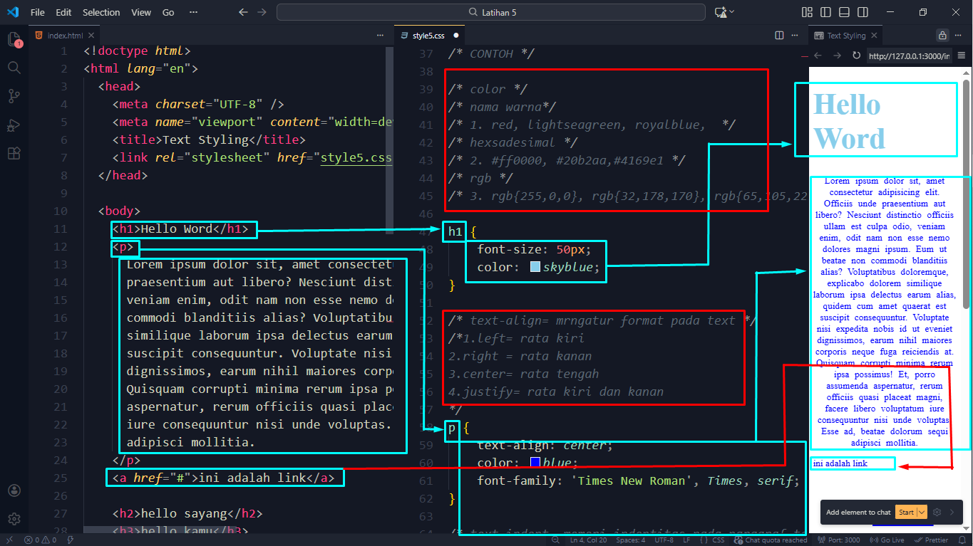 Gambar Latihan Text Styling